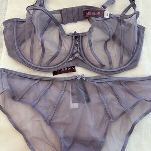 Adore Me Purple Sheer Lingerie Set 36D and L NWT